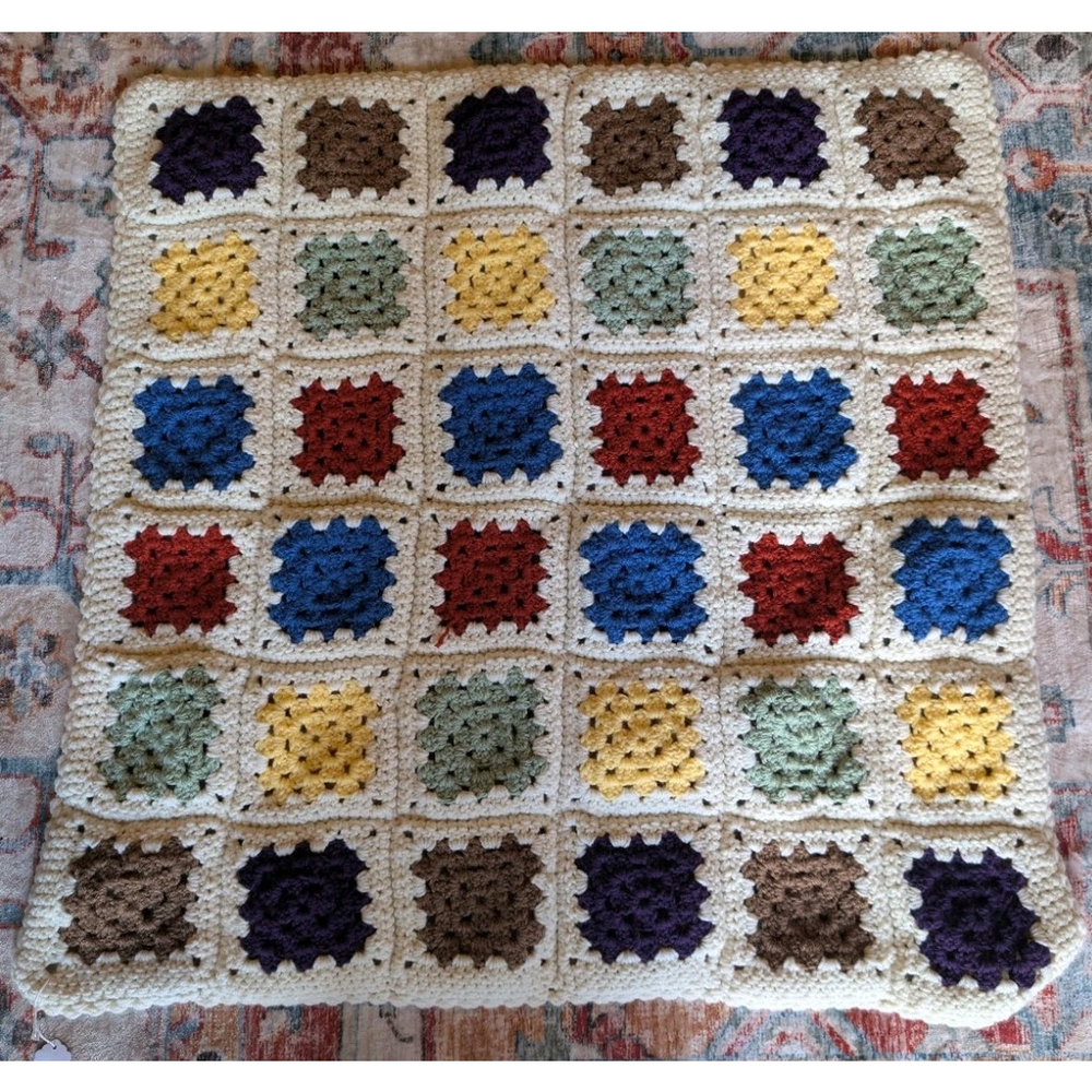 Handmade crochet granny square blanket